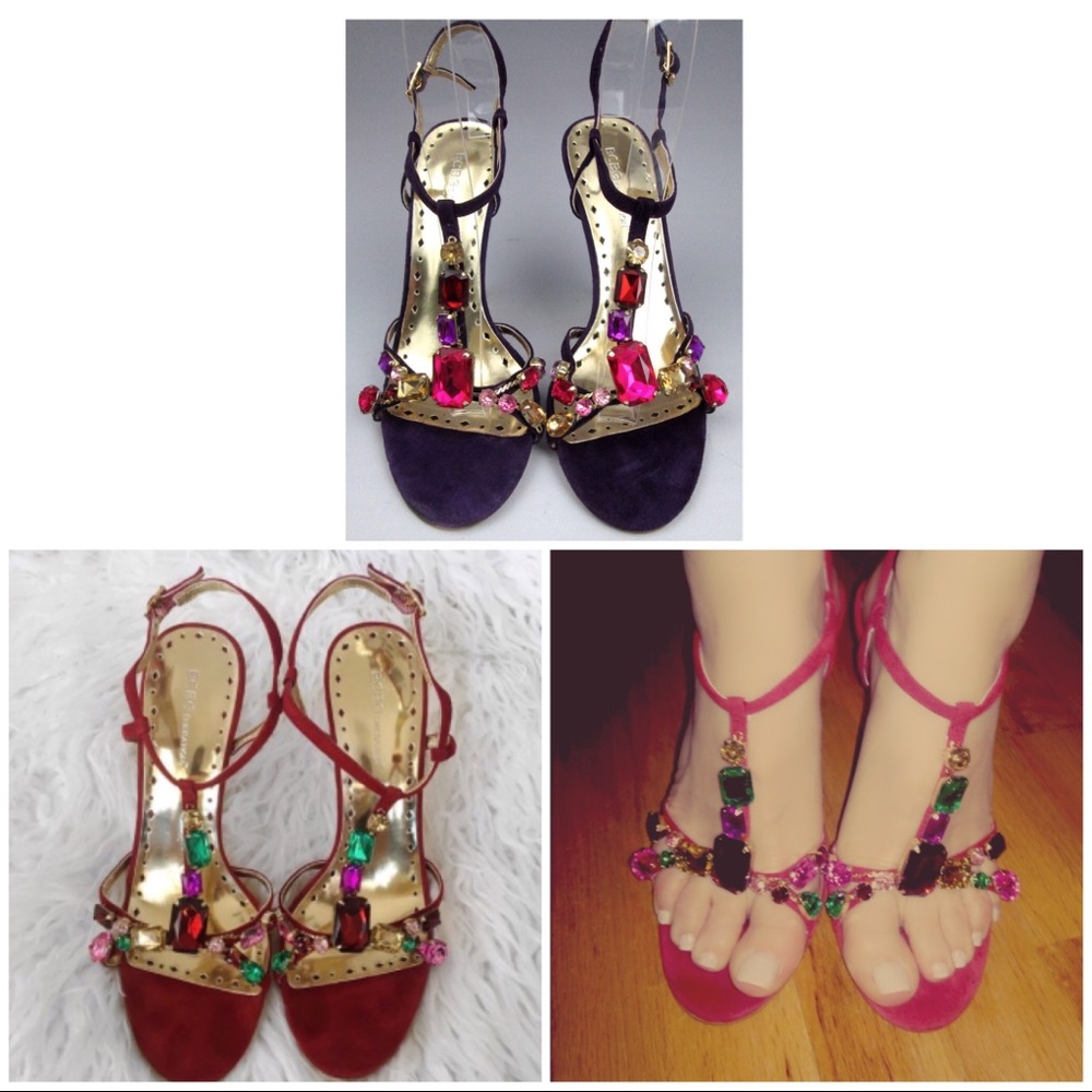 BCBGeneration Red Suede Jeweled Heels